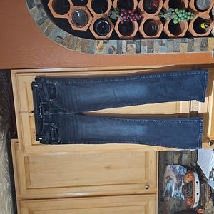 American Eagle Distressed Blue Stretch Original Boot Cut Jeans
